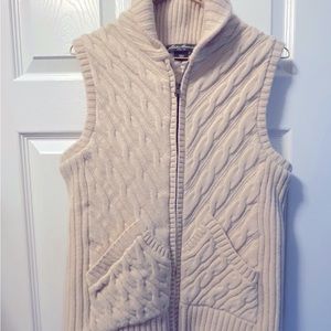 Eddie Bauer Cream Quilted Sweater Vest, sz S